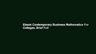 Ebook Contemporary Business Mathematics For Colleges, Brief Full