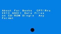 About For Books  CPT/Rvu 2013 ASCII Data Files on CD-ROM Single  Any Format