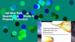 Trial New Releases  Quantitative Methods for Finance  Unlimited