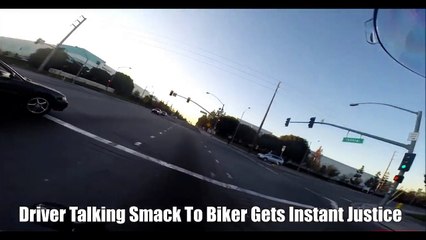 Driver Talking Smack to Biker Gets Instant Justice