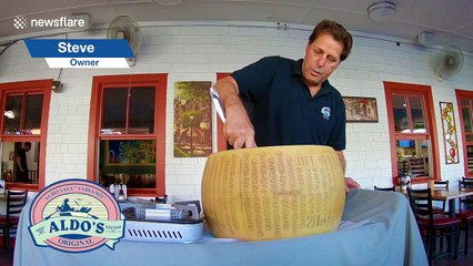 Amazing spaghetti cooked in 85kg cheese wheel