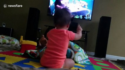 Move over Dave Grohl! This baby is amazing at (air) drumming!
