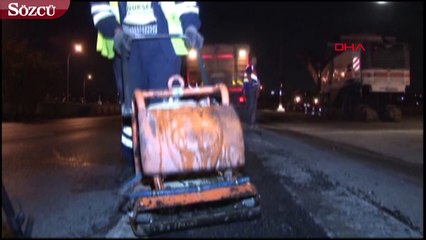 下载视频: Haliç Köprüsü Metrobüs yolunda iki gece asfalt yenileme çalışması yapılacak