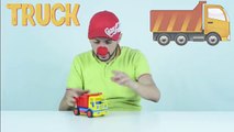 Funny Clown Bob Construction vehicles Dump Truck & RC Racing Electric Car Unboxing Video for kids