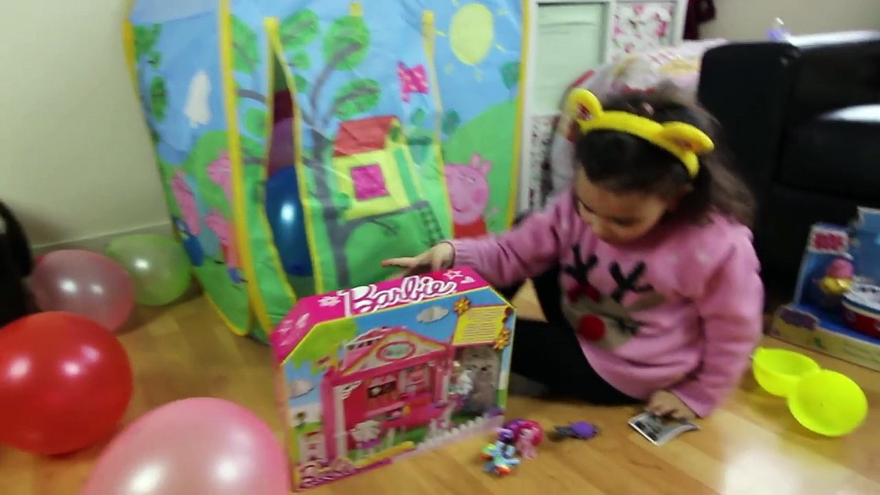 Giant Peppa Pig Kids Toy Tent Surprise with Balloon drop and Minnie Mouse Baby