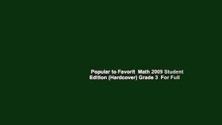 Popular to Favorit  Math 2009 Student Edition (Hardcover) Grade 3  For Full
