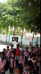 Small girl sing a song for importance of new born child