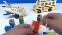 Learn Colors for Children and Toddlers With Wooden Blocks Toy Airplane & Toy School Bus