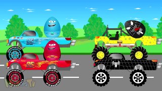 Dsiney Dinoco Mcqueen And Spongebob Monster Trucks Toy Fory For Kids