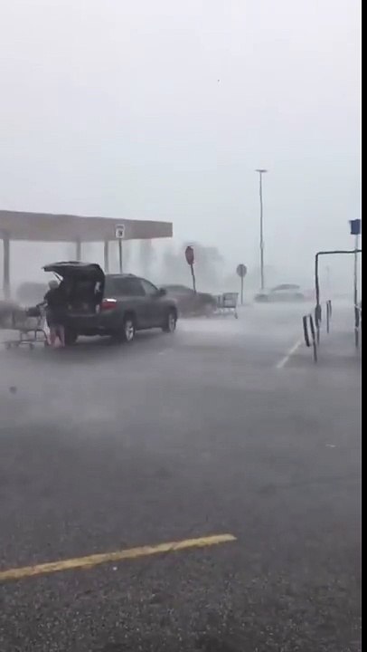 Difficile de faire ses courses sous une tempête pareille