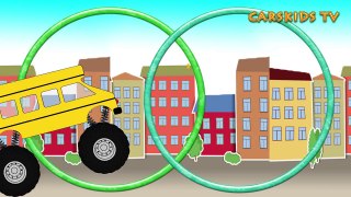 LEARN COLORS WITH Monster Truck School Buses