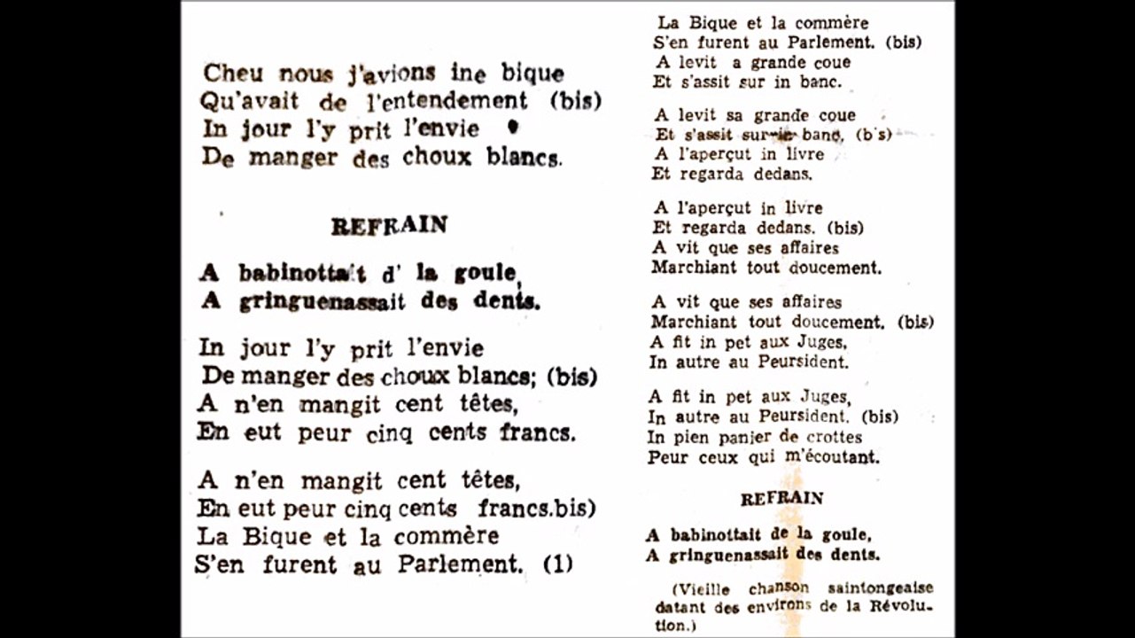 Chanson de la bique