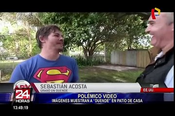 Hombre graba duende en el patio de su casa