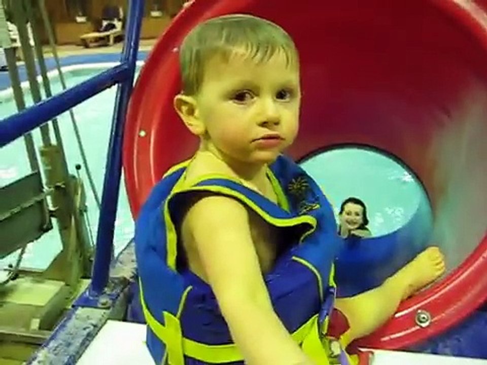 Baby On Pool Slide