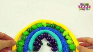 Rainbow With Play Doh Fruits and Vegetables | Learn Colours with Play Doh Foam fruits and