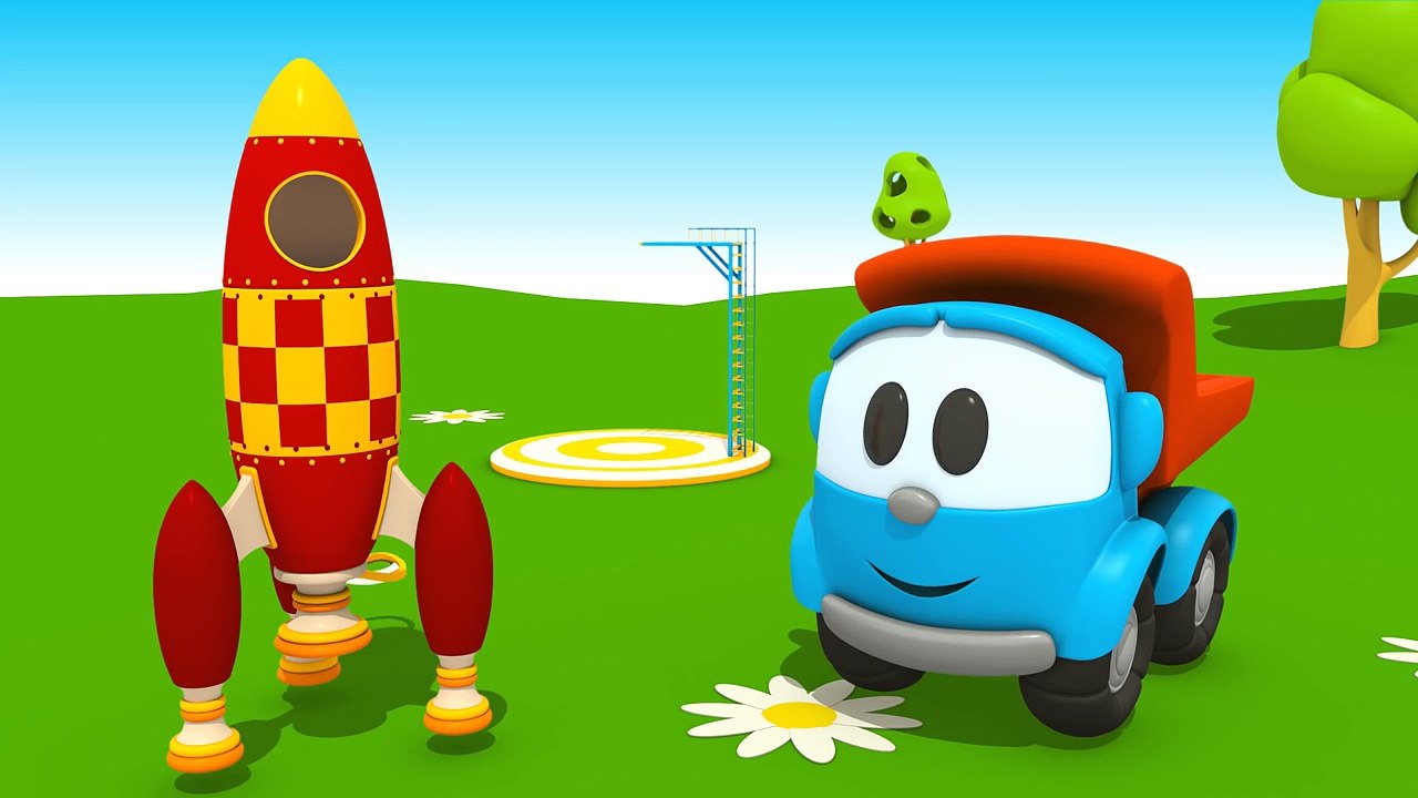 Leo the Truck and the sky rocket. Kids cartoon.