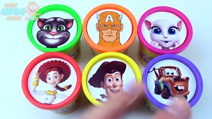 Play Doh clay Сolored Playing in Cups, Inside lie Toys Talking Tom Angela Toy Story Capita