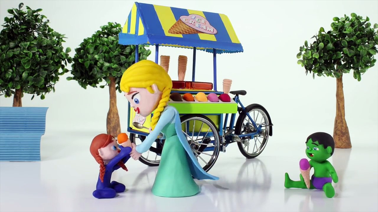 FROZEN ELSA HAS AN ICE CREAM PARLOR ❤ Spiderman, Hulk & Frozen Elsa Play Doh Cartoons For
