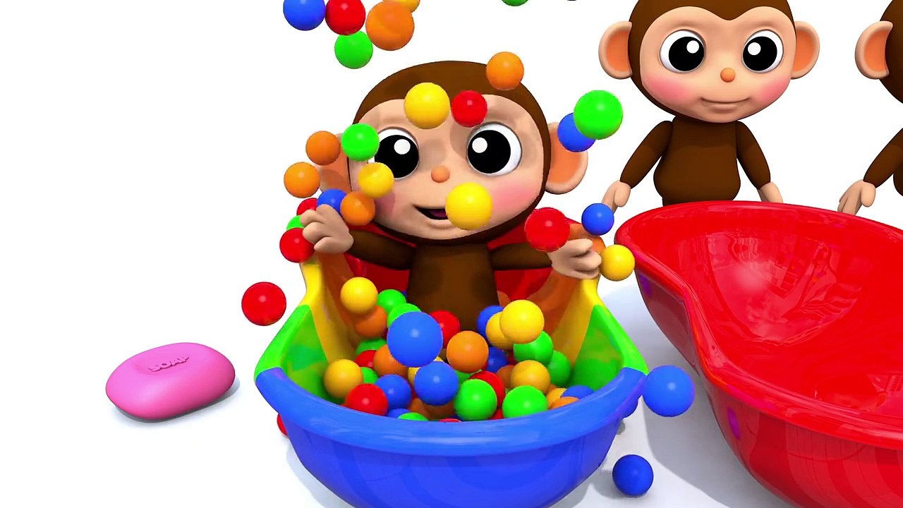 Learn Colors Little Baby Monkey Bath Time Finger Family Song for Kid Children