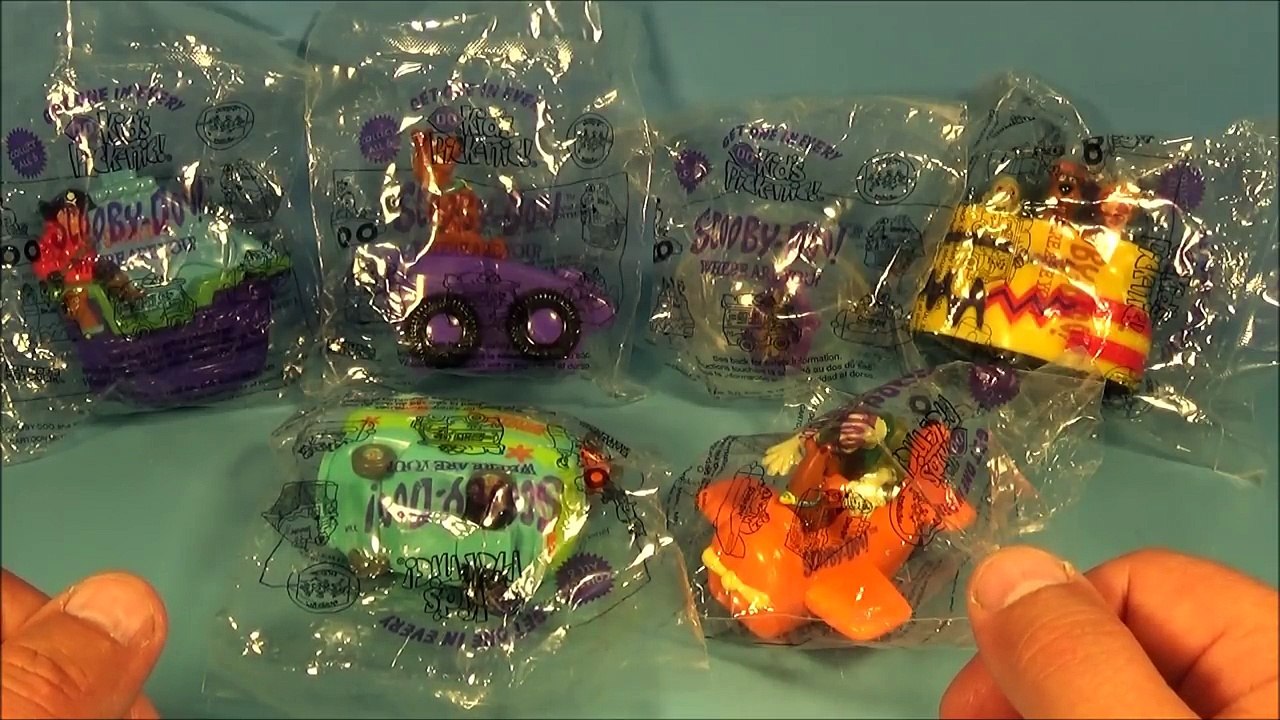1999 SCOOBY DOO WHERE ARE YOU! SET OF 6 DAIRY QUEEN KIDS MEAL TOYS VIDEO REVIEW