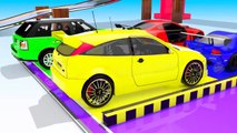 Colors for Children to Learn with Toy Super Cars with Rainbow Color Water Sliders for Kids