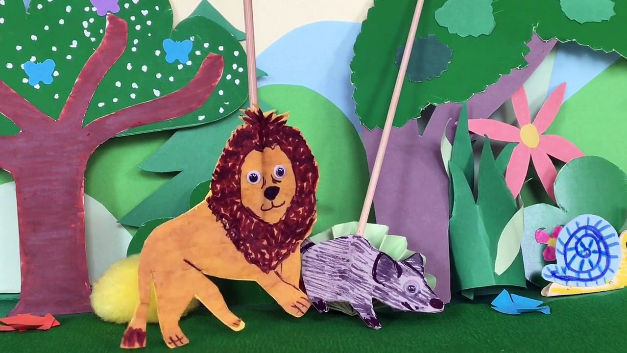 Puppet show The Lion and the Mouse + English subtitles (bedtime stories for kids)