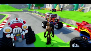 FUNNY MONSTER TRUCKS Lightning McQueen Cars & Tow Mater! Mickey Mouse & Nursery Rhymes for
