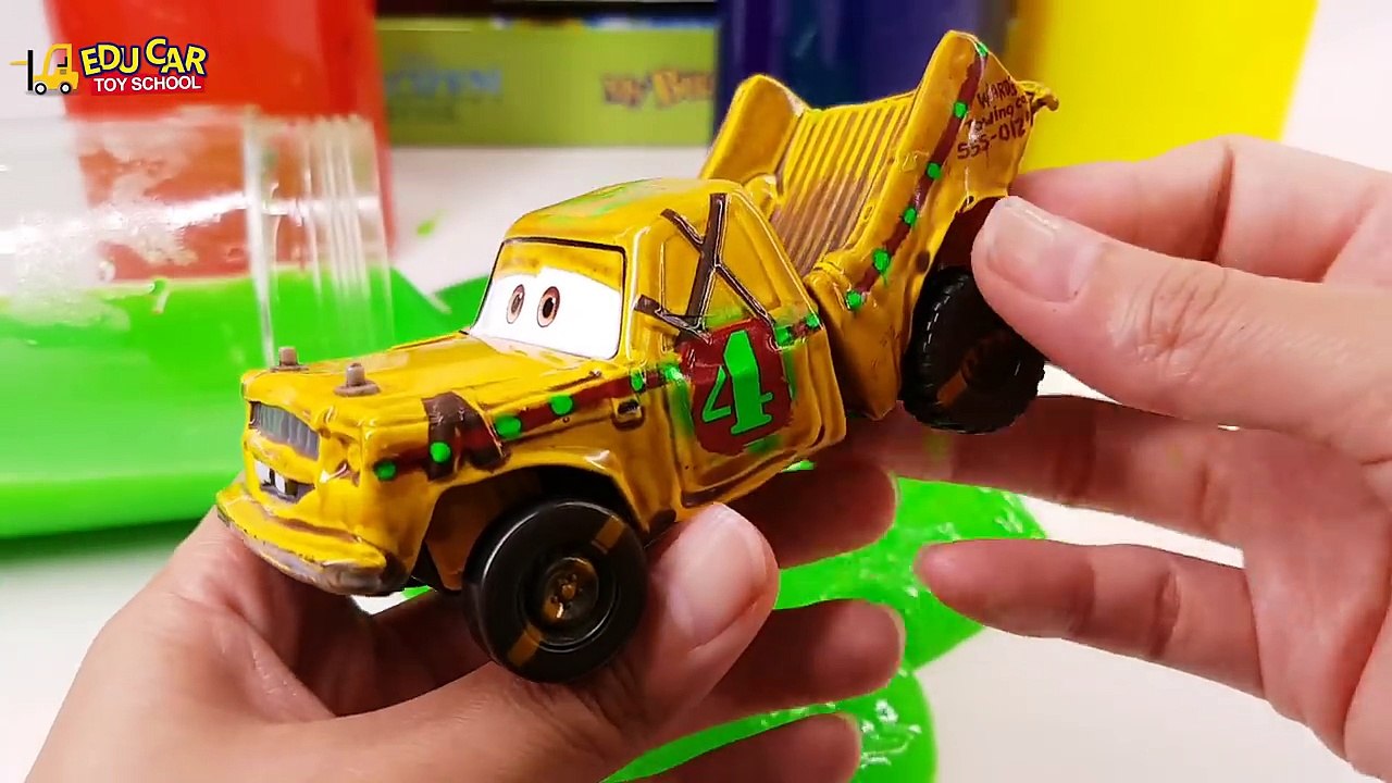 Learning Color Special Disney Pixar Cars3 Lightning McQueen Mack Truck Car Slime for kids