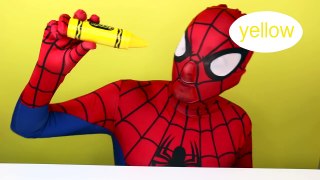 Johny Johny Yes Papa SPIDERMAN color EYES Learn Colors with Coloring Crayons Baby Songs Ki