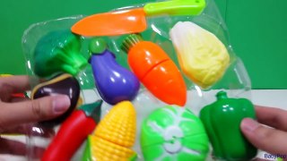LEARN NAMES OF FRUITS AND VEGETABLES with Toy Cutting Play Set For kids, toddlers, and ESL