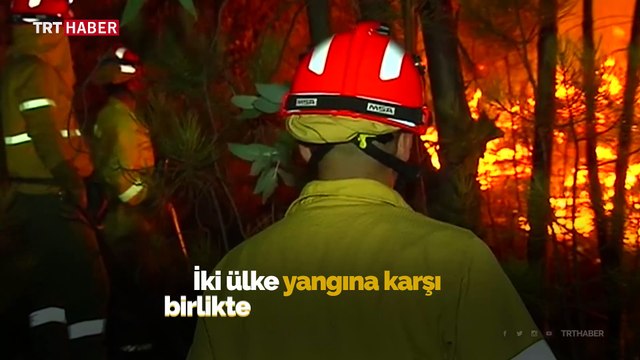 İtfaiyeciler Portekiz-İspanya sınırında çıkan yangını söndürmeye çalışıyor
