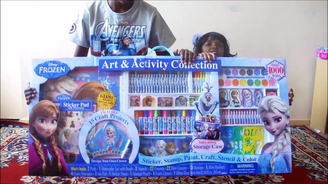 Biggest Frozen Activity Set Over 1000 Items, Elsa Crown, Anna stamps, Olaf color pens