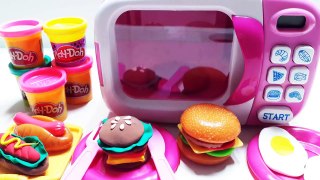 주방놀이 전자렌지 플레이도우 햄버거 핫도그 달걀 요리 장난감 play kitchen toys microwave oven c