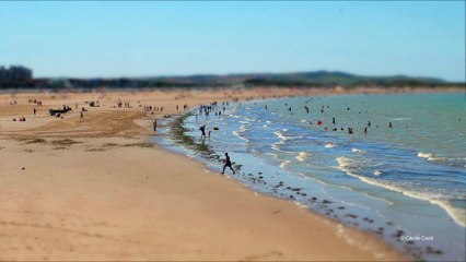 tilt shift plage calais marée montante