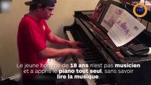 Un livreur de pizzas joue du piano