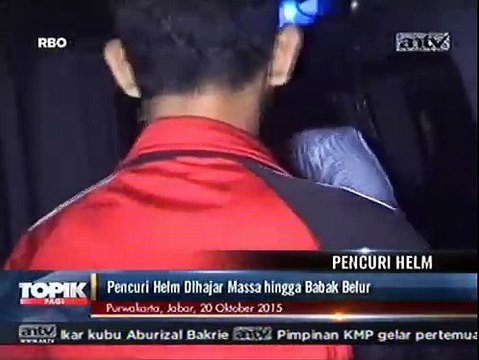 Kepergok saat Beraksi, Pencuri Helm Babak Belur Diamuk Massa