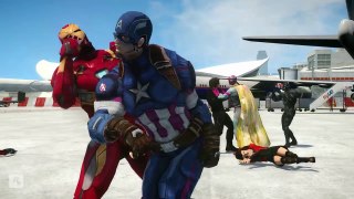 Team Captain America vs Team Iron Man Civil War Battle