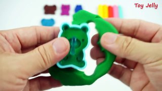 Learn Colors Play Dough Modelling Clay with Elephant Bear and Rabbit Molds