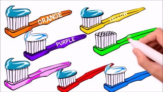 Learn Colors with Teeth Brush, Teach Colours, Kids Learning Videos