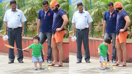 Taimur Ali Khan playing Badminton with Saif Ali Khan | FilmiBeat