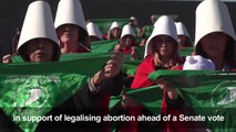 'Handmaids' march as Argentina abortion law vote approaches