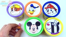 Cups Stacking Toys Play Doh Clay Paw Patrol Mickey Mouse Donald Duck Colors for Kids