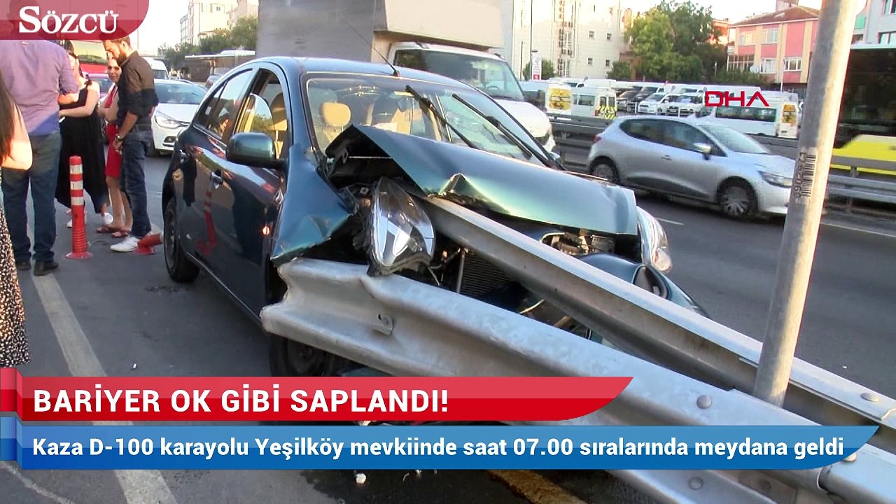 Bariyer ok gibi saplandı!