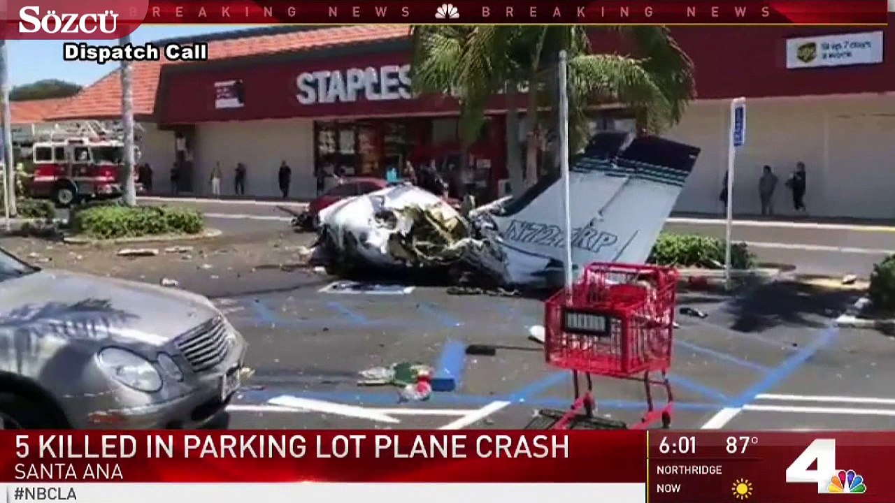 ABD'de otoparka çift motorlu uçak düştü