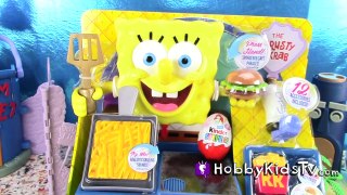 Talking SpongeBob Krabby Patty Grill Toy Review with HobbyKidsTV