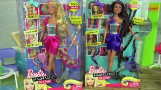 Cutting Barbies Hair in Toy Beauty Salon Cut & Style Dolls Titi Toys