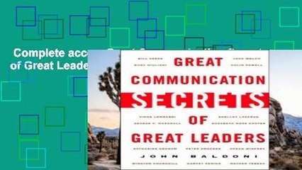 Complete acces  Great Communication Secrets of Great Leaders  Any Format