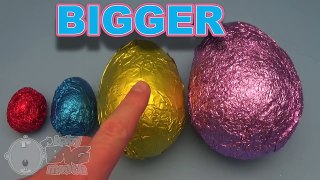 Learn Sizes with Surprise Eggs! Opening HUGE Colourful Chocolate Mystery Surprise Eggs! 6