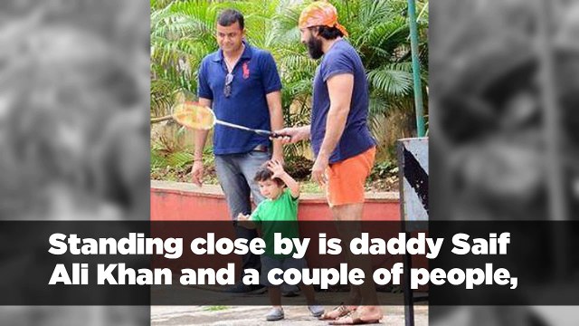 Taimur tries to play badminton as daddy Saif Ali Khan