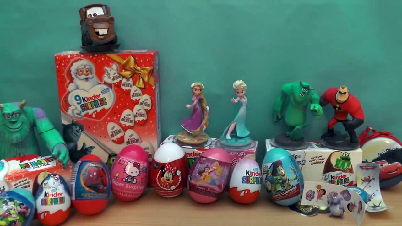 12 surprises Eggs Unboxing Dora The Explorer Hello Kitty Toy Story Disney Princess Movie